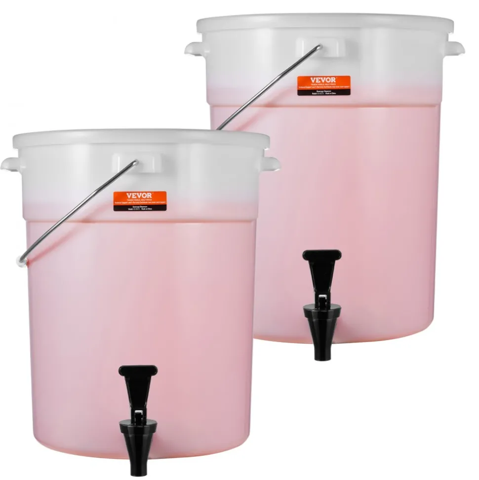 VEVOR Beverage Dispenser, 5 Gallon Drink Dispensers for Parties, Plastic Juice Dispenser with Spigot and Lid, Iced Tea Lemonade Juice Water Dispenser, for Restaurants, Hotels, Parties, 2 Pack