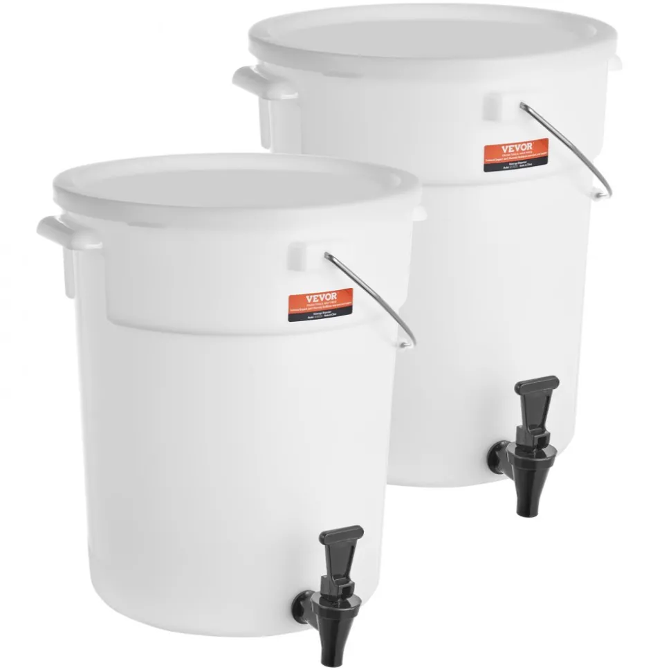 VEVOR Beverage Dispenser, 5 Gallon Drink Dispensers for Parties, Plastic Juice Dispenser with Spigot and Lid, Iced Tea Lemonade Juice Water Dispenser, for Restaurants, Hotels, Parties, 2 Pack