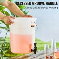 VEVOR Beverage Dispenser, 5 Gallon Drink Dispensers for Parties, Plastic Juice Dispenser with Spigot and Lid, Iced Tea Lemonade Juice Water Dispenser, for Restaurants, Hotels, Parties, 2 Pack