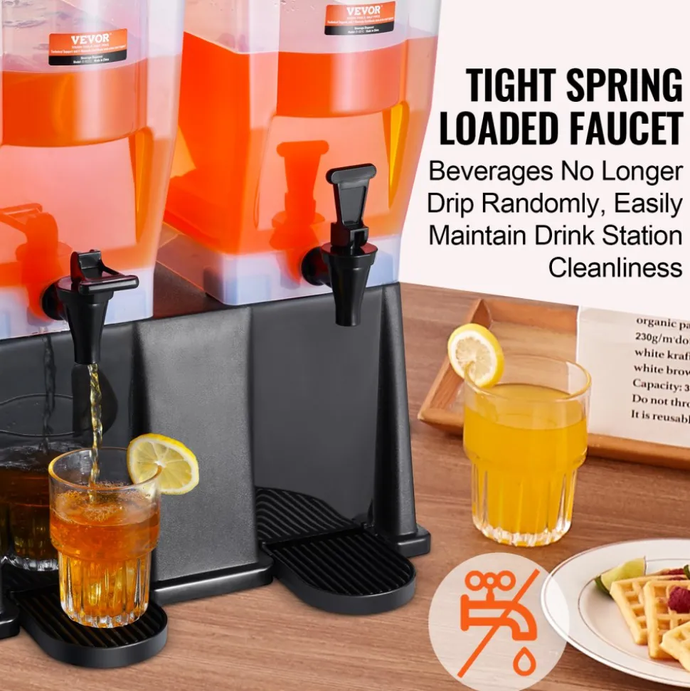 VEVOR Beverage Dispenser, 3 Gallon x 2 Drink Dispensers for Parties, Plastic Juice Dispenser with Stand Spigot Lid, Iced Tea Lemonade Juice Water Dispenser, for Restaurants, Hotels, Parties
