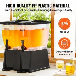 VEVOR Beverage Dispenser, 3 Gallon x 2 Drink Dispensers for Parties, Plastic Juice Dispenser with Stand Spigot Lid, Iced Tea Lemonade Juice Water Dispenser, for Restaurants, Hotels, Parties
