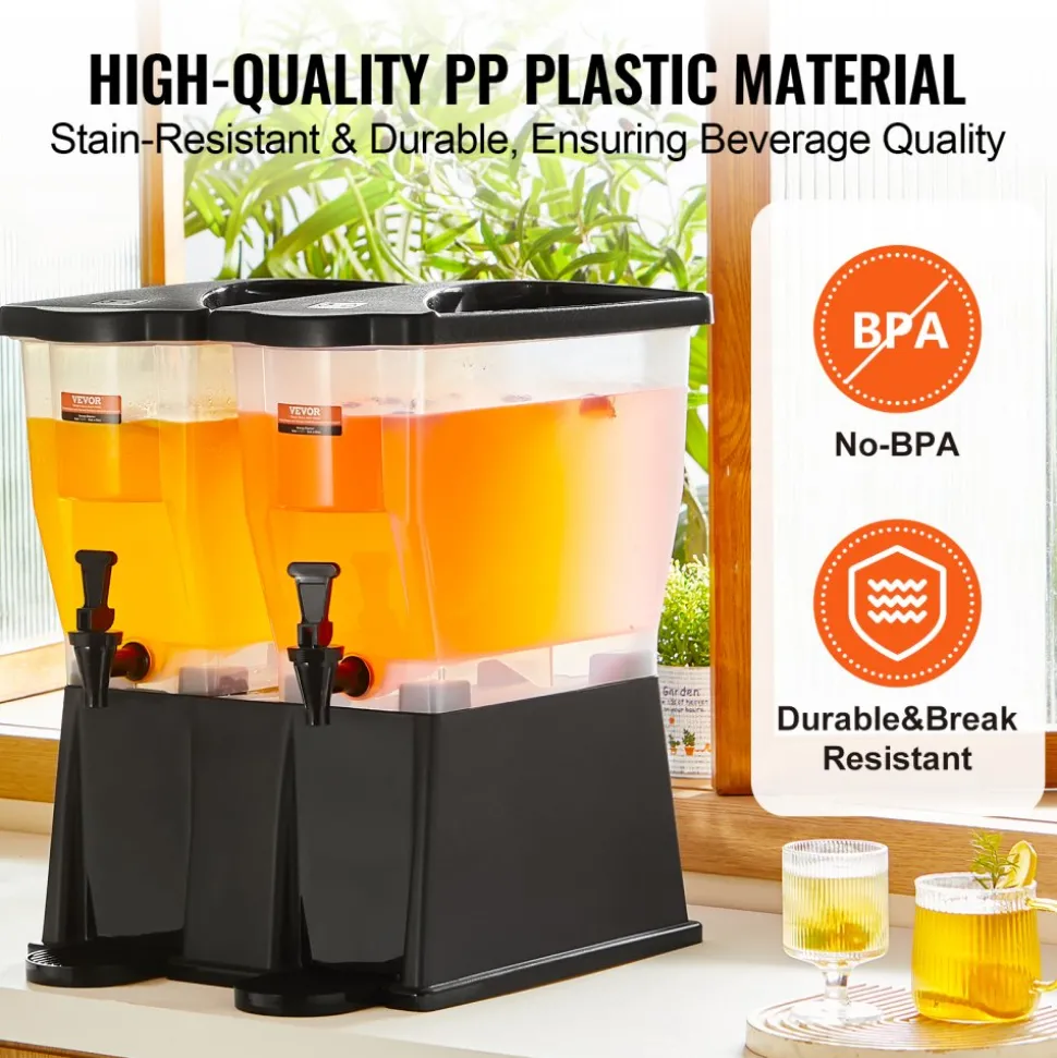 VEVOR Beverage Dispenser, 3 Gallon x 2 Drink Dispensers for Parties, Plastic Juice Dispenser with Stand Spigot Lid, Iced Tea Lemonade Juice Water Dispenser, for Restaurants, Hotels, Parties