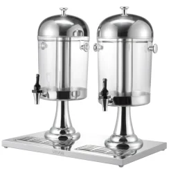 VEVOR Beverage Dispenser, 2.1 Gallon x 2 Drink Dispenser for Parties, Stainless Steel + Plastic Juice Dispensers with Spigot Ice Chamber Tray, Iced Tea Lemonade Dispensers, for Restaurants, Hotels