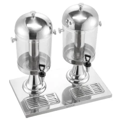 VEVOR Beverage Dispenser, 2.1 Gallon x 2 Drink Dispenser for Parties, Stainless Steel + Plastic Juice Dispensers with Spigot Ice Chamber Tray, Iced Tea Lemonade Dispensers, for Restaurants, Hotels