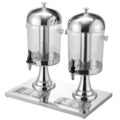 VEVOR Beverage Dispenser, 2.1 Gallon x 2 Drink Dispenser for Parties, Stainless Steel + Plastic Juice Dispensers with Spigot Ice Chamber Tray, Iced Tea Lemonade Dispensers, for Restaurants, Hotels