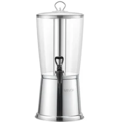 VEVOR Beverage Dispenser, 2.1 Gallon Drink Dispenser for Parties, Stainless Steel + Plastic Juice Dispensers with Spigot Ice Chamber, Iced Tea Lemonade Juice Water Dispensers, for Restaurants, Hotels