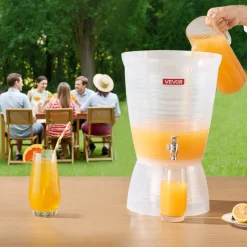 VEVOR Beverage Dispenser, 2.64 Gallon Drink Dispenser for Parties, Plastic Juice Dispensers with Spigot Ice Chamber, Iced Tea Lemonade Juice Water Dispensers, for Restaurants, Hotels, Parties