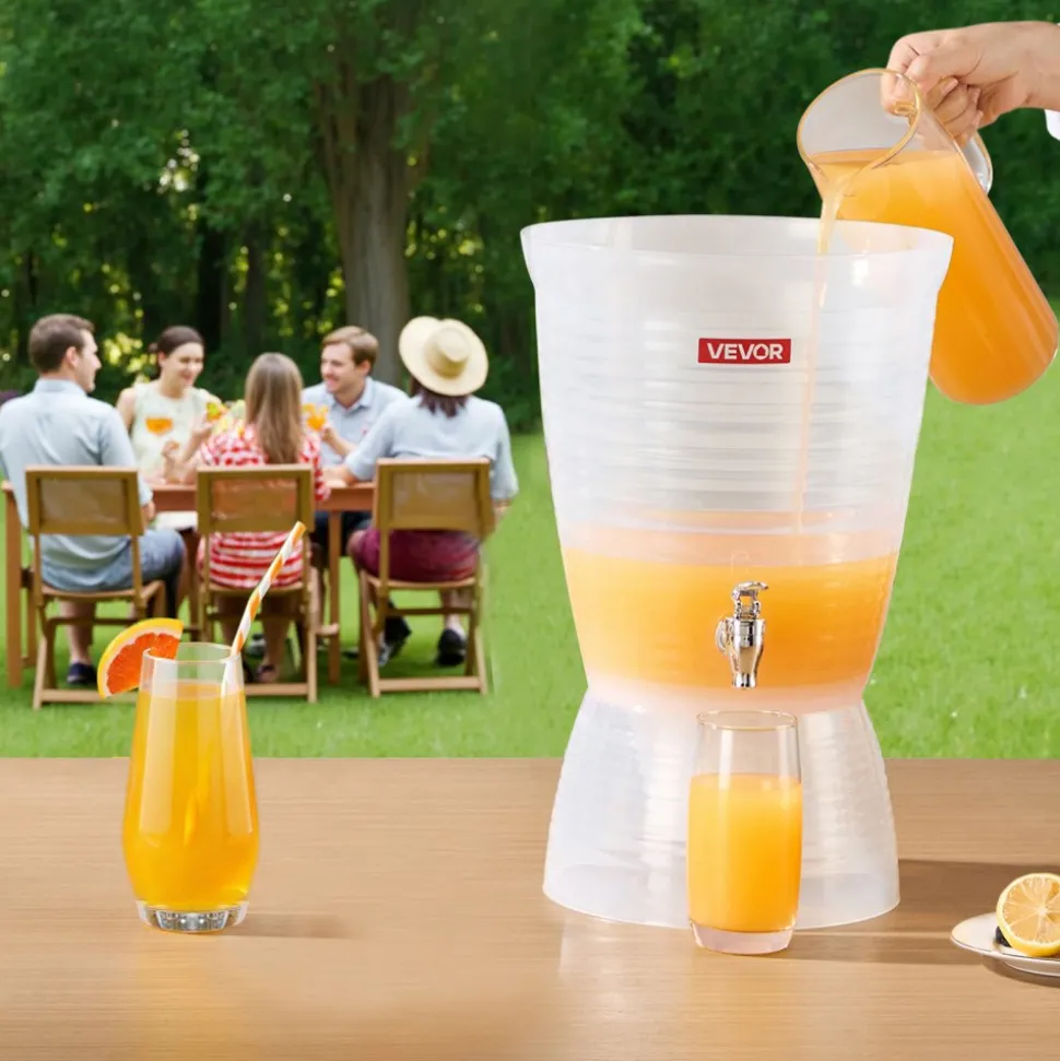 VEVOR Beverage Dispenser, 2.64 Gallon Drink Dispenser for Parties, Plastic Juice Dispensers with Spigot Ice Chamber, Iced Tea Lemonade Juice Water Dispensers, for Restaurants, Hotels, Parties