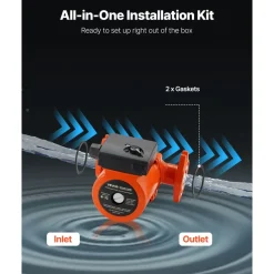 VEVOR 0011-BF4-J Cast Iron Circulator Pump, 33 GPM, AC 120V 33 ft Hot Water Recirculating Circulation Pump, 1-1/4 in Flange Connection, 3-Speed Adjustment, Quiet Operation, for Home Heating System
