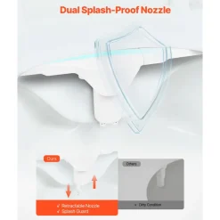 VEVOR Bidet Attachment for Toilet, Hot & Cold Non-Electric Water Sprayer - Dual Retractable Nozzles, Adjustable Water Pressure, 0.3’’ Ultra Thin Bidet Toilet Seat Attachment for Rear and Feminine Wash