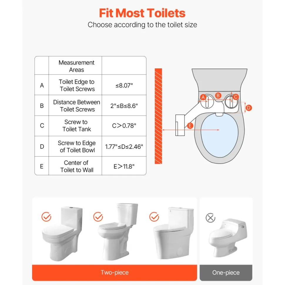 VEVOR Bidet Attachment for Toilet, Self-Cleaning Bidet Toilet Seat Attachment - Dual Retractable Nozzles, Adjustable Water Pressure, Easily Installed Cold Water Sprayer for Rear Feminine Wash, White