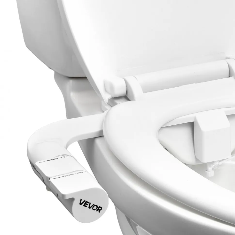 VEVOR Bidet Attachment for Toilet, Self-Cleaning Bidet Toilet Seat Attachment - Dual Retractable Nozzles, Adjustable Water Pressure, Easily Installed Cold Water Sprayer for Rear Feminine Wash, White