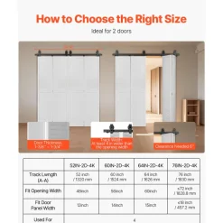 VEVOR Bi-Folding Sliding Barn Door Hardware Track Kit, 60
