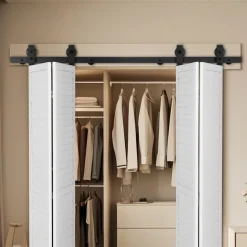 VEVOR Bi-Folding Sliding Barn Door Hardware Track Kit, 60