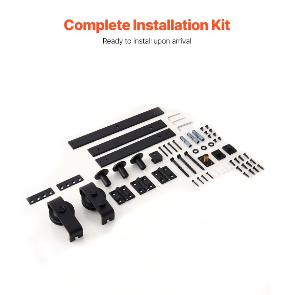 VEVOR Bi-Folding Sliding Barn Door Hardware Track Kit, 36" Top Mount Track Kit, Slide Smoothly & Quietly, Heavy Duty, Easy to Install, Suitable for Two 16" Closet Pantry Laundry Doors (Not Included)