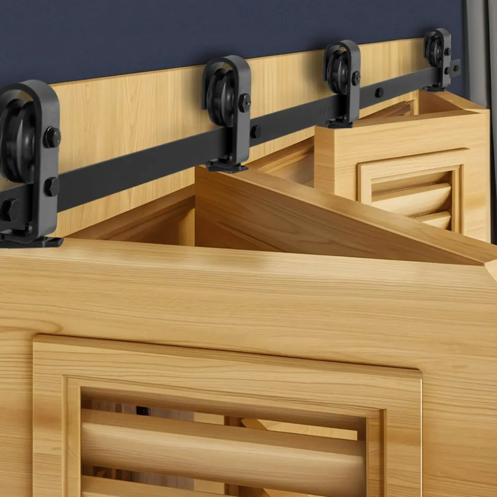 VEVOR Bi-Folding Sliding Barn Door Hardware Track Kit, 52" Top Mount Track Kit, Slide Smoothly & Quietly, Heavy Duty, Easy to Install, Suitable for Two 24" Closet Pantry Laundry Doors (Not Included)