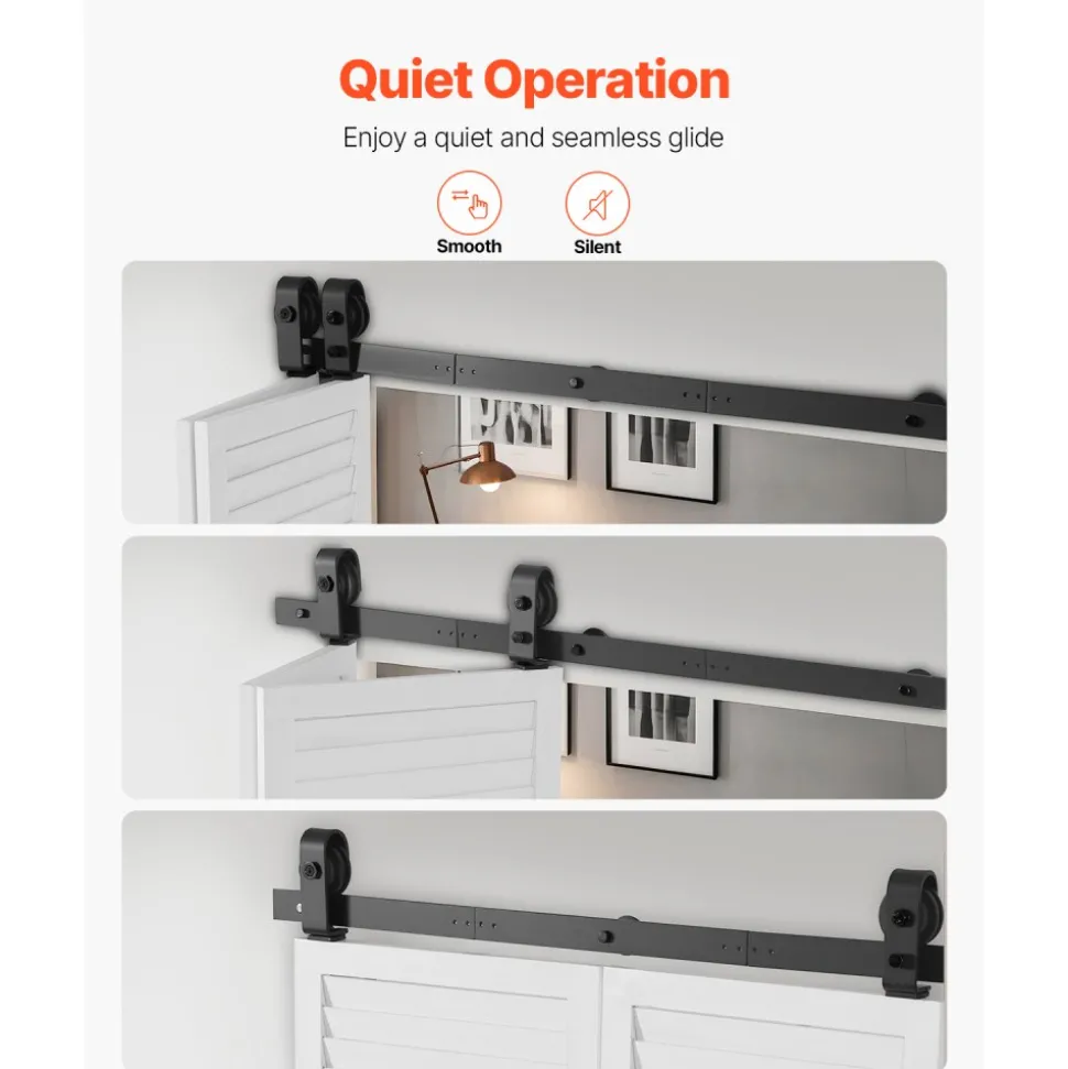 VEVOR Bi-Folding Sliding Barn Door Hardware Track Kit, 40" Top Mount Track Kit, Slide Smoothly & Quietly, Heavy Duty, Easy to Install, Suitable for Two 18" Closet Pantry Laundry Doors (Not Included)