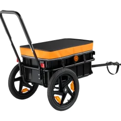 VEVOR Bike Cargo Trailer 100 lbs 2-in-1 Pushcart Heavy-Duty Bicycle Wagon, Cart with Waterproof Cover, 7 in & 16 in Wheels, Reflector, Carbon Steel Frame, Fits 22-28 in Bike Wheels, for Carrying Cargo