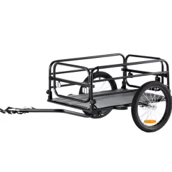 VEVOR Bike Cargo Trailer, 160 lbs Load Capacity, Heavy-Duty Bicycle Wagon Cart, Foldable Compact Storage & Quick Release with Universal Hitch, 16" Wheels, Safe Reflectors, Fits 22"-28" Bike Wheels