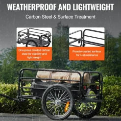 VEVOR Bike Cargo Trailer, 160 lbs Load Capacity, Heavy-Duty Bicycle Wagon Cart, Foldable Compact Storage & Quick Release with Universal Hitch, 16