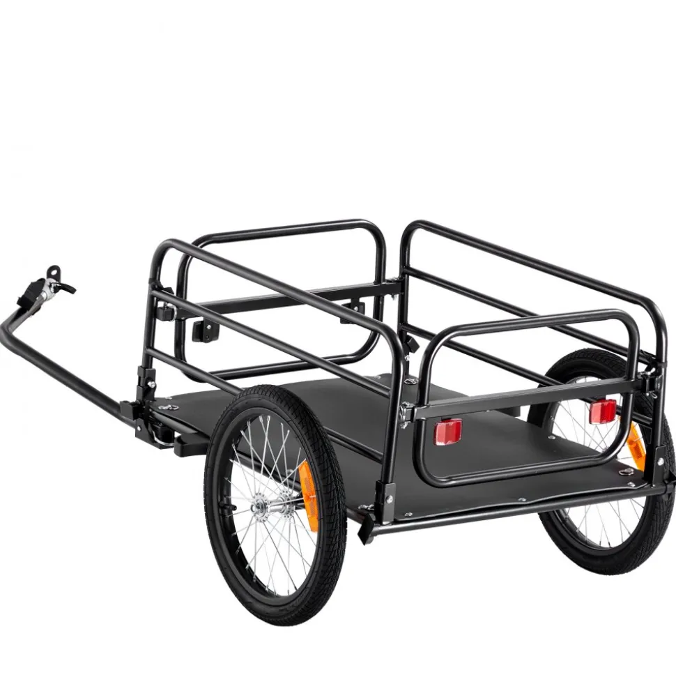 VEVOR Bike Cargo Trailer, 160 lbs Load Capacity, Heavy-Duty Bicycle Wagon Cart, Foldable Compact Storage & Quick Release with Universal Hitch, 16" Wheels, Safe Reflectors, Fits 22"-28" Bike Wheels