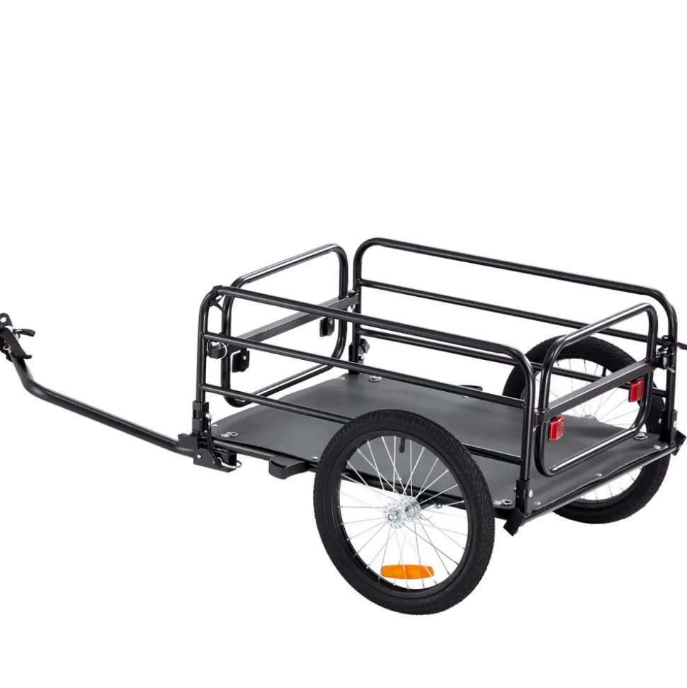 VEVOR Bike Cargo Trailer, 160 lbs Load Capacity, Heavy-Duty Bicycle Wagon Cart, Foldable Compact Storage & Quick Release with Universal Hitch, 16" Wheels, Safe Reflectors, Fits 22"-28" Bike Wheels