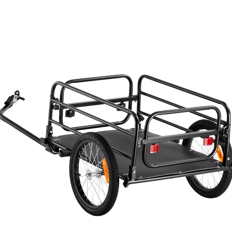 VEVOR Bike Cargo Trailer, 160 lbs Load Capacity, Heavy-Duty Bicycle Wagon Cart, Foldable Compact Storage & Quick Release with Universal Hitch, 16" Wheels, Safe Reflectors, Fits 22"-28" Bike Wheels