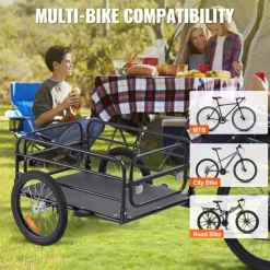 VEVOR Bike Cargo Trailer, 160 lbs Load Capacity, Heavy-Duty Bicycle Wagon Cart, Foldable Compact Storage & Quick Release with Universal Hitch, 16