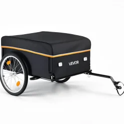 VEVOR Bike Cargo Trailer 130 lbs Load Heavy-Duty Bicycle Wagon Cart Folding, Foldable Compact Storage with Waterproof Cover, 20-Inch Wheels, Reflectors, Carbon Steel Frame, Fits 22-28 in Bike Wheels