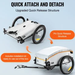 VEVOR Bike Cargo Trailer, 88/100/160 lbs Load Capacity, Heavy-Duty Bicycle Wagon Cart, Foldable Compact Storage with Universal Hitch