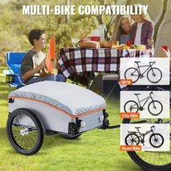 VEVOR Bike Cargo Trailer, 88/100/160 lbs Load Capacity, Heavy-Duty Bicycle Wagon Cart, Foldable Compact Storage with Universal Hitch