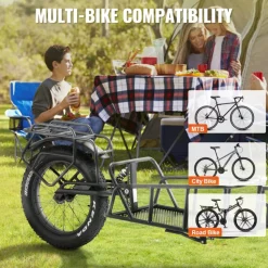 VEVOR Bike Cargo Trailer, 70 lbs Load Capacity, Heavy-Duty Bicycle Wagon Cart, Compact Storage & Quick Release Structure with Universal Hitch, 20