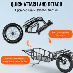 VEVOR Bike Cargo Trailer, 70 lbs Load Capacity, Heavy-Duty Bicycle Wagon Cart, Compact Storage & Quick Release Structure with Universal Hitch, 20