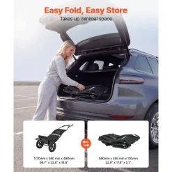 VEVOR Bike Cargo Trailer 60 lbs Load 3-in-1 Bicycle Wagon Cart Folding, Backpack/Trailer/Pushcart Mode with 12-Inch Wheels, Foldable Carbon Steel Frame, Fits 22-28 in Bike Wheels, for Carrying Cargo