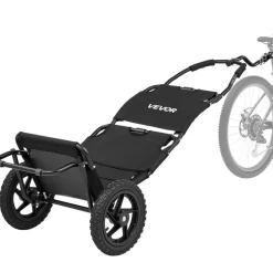 VEVOR Bike Cargo Trailer 60 lbs Load 3-in-1 Bicycle Wagon Cart Folding, Backpack/Trailer/Pushcart Mode with 12-Inch Wheels, Foldable Carbon Steel Frame, Fits 22-28 in Bike Wheels, for Carrying Cargo