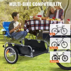 VEVOR Bike Cargo Trailer, 100 lbs Load Capacity, Heavy-Duty Bicycle Wagon Cart, Foldable Compact Storage & Quick Release with Universal Hitch, 16