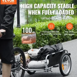 VEVOR Bike Cargo Trailer, 100 lbs Load Capacity, Heavy-Duty Bicycle Wagon Cart, Foldable Compact Storage & Quick Release with Universal Hitch, 16