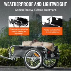 VEVOR Bike Cargo Trailer, 100 lbs Load Capacity, Heavy-Duty Bicycle Wagon Cart, Foldable Compact Storage & Quick Release with Universal Hitch, 16