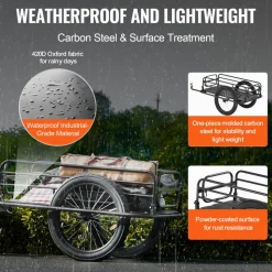 VEVOR Bike Cargo Trailer, 275 lbs Load Capacity, Heavy-Duty Bicycle Wagon Cart, Foldable Compact Storage & Quick Release with Universal Hitch, 20