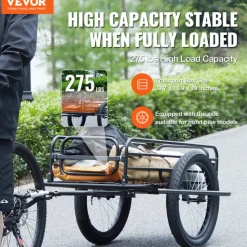 VEVOR Bike Cargo Trailer, 275 lbs Load Capacity, Heavy-Duty Bicycle Wagon Cart, Foldable Compact Storage & Quick Release with Universal Hitch, 20