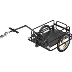 VEVOR Bike Cargo Trailer 88 lbs Load 2-in-1 Pushcart Folding Bicycle Wagon, Heavy-Duty Cart with 16-Inch Wheels, Reflectors, Carbon Steel Frame, Foldable Compact Storage, Fits 22-28 in Bike Wheels