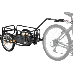 VEVOR Bike Cargo Trailer 88 lbs Load 2-in-1 Pushcart Folding Bicycle Wagon, Heavy-Duty Cart with 16-Inch Wheels, Reflectors, Carbon Steel Frame, Foldable Compact Storage, Fits 22-28 in Bike Wheels