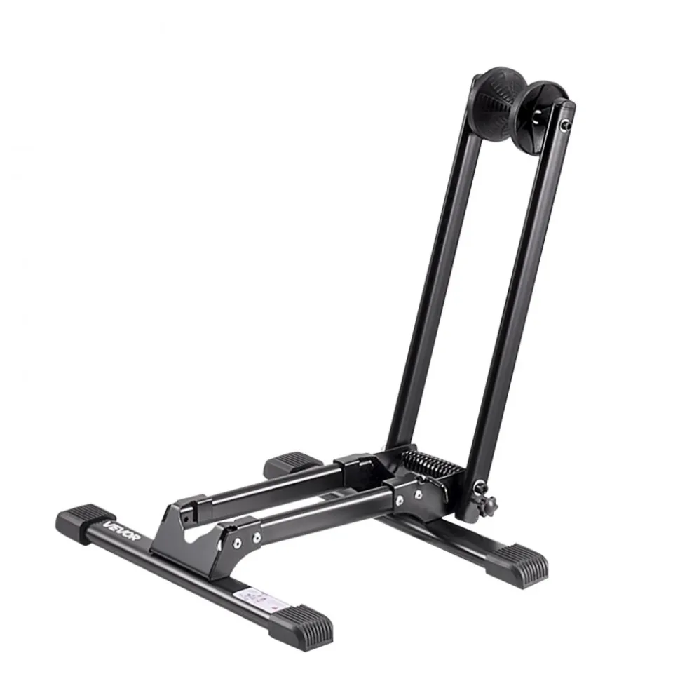 VEVOR Bike Rack, Fits 20 to 29 Inch Mountain & Road Bikes, Alloy Steel Rust-Resistant Bike Floor Stand Rack, Foldable Bicycle Stand for Entryway, Garage, Home Bikes Parking & Storage, 1 Pack, Black