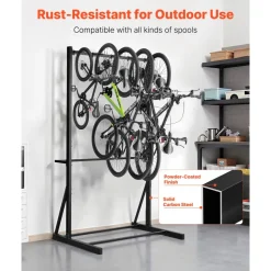 VEVOR Bike Rack, 300LBS/136KG Capacity for up to 5 Bikes, Freestanding Bike Storage Rack, Carbon Steel Vertical Bicycle Stand for Home, Yard, Garage, Living Room, Indoor/Outdoor Bicycle Storage Stand