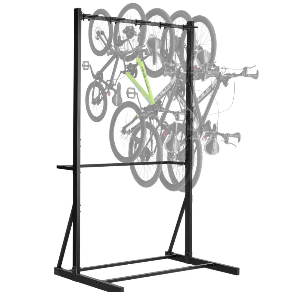 VEVOR Bike Rack, 300LBS/136KG Capacity for up to 5 Bikes, Freestanding Bike Storage Rack, Carbon Steel Vertical Bicycle Stand for Home, Yard, Garage, Living Room, Indoor/Outdoor Bicycle Storage Stand