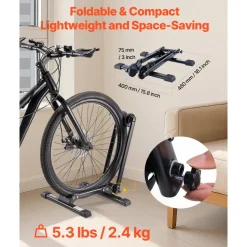 VEVOR Bike Racks 2 Pack, Fits 20 to 29 Inch Mountain & Road Bikes, Alloy Steel Rust-Resistant Bike Floor Stand Rack, Foldable Bicycle Stand for Entryway, Garage, Home Bikes Parking & Storage, Black