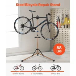 VEVOR Bike Repair Stand, 88 lb Heavy-duty Bicycle Work Stand with 41.3-59.8 in Adjustable Height & Magnetic Tool Tray, Foldable Bicycle Maintenance Rack, Shop Home Mechanics for Mountain & Road Bike