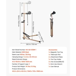 VEVOR Bike Repair Stand, 88 lb Heavy-duty Bicycle Work Stand with 41.3-59.8 in Adjustable Height & Magnetic Tool Tray, Foldable Bicycle Maintenance Rack, Shop Home Mechanics for Mountain & Road Bike