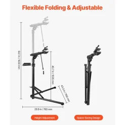 VEVOR Bike Repair Stand, 85 lb Heavy-duty Bicycle Work Stand with 40.7-64.1 in Adjustable Height & Magnetic Tool Tray, Foldable Bicycle Maintenance Rack, Shop Home Mechanics for Mountain & Road Bike