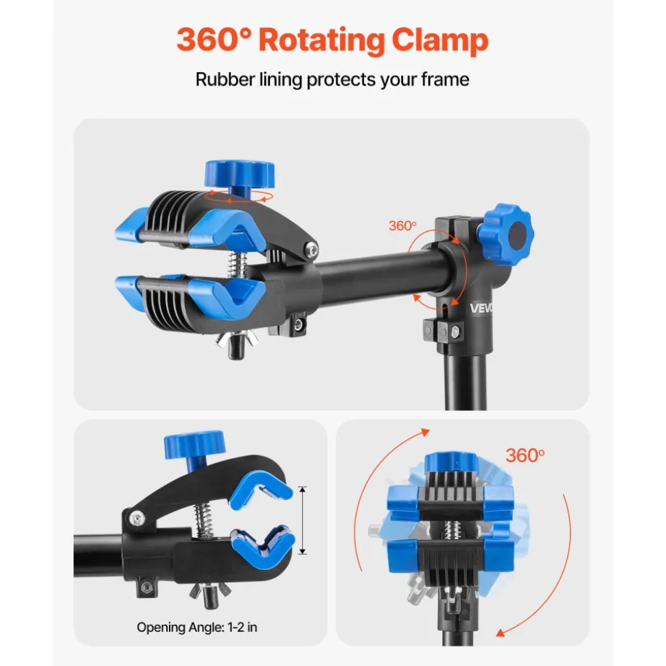 VEVOR Bike Repair Stand, 66 lb Heavy-duty Bicycle Work Stand with 32.8-56.6 in Adjustable Height & Magnetic Tool Tray, Foldable Bicycle Maintenance Rack, Shop Home Mechanics for Mountain & Road Bike